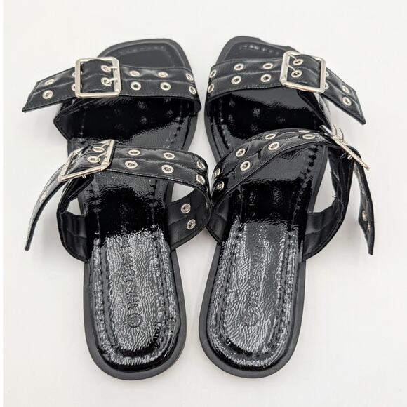 Wild Diva Lounge Belize Buckle Strap Slide Sandal Women's Black Size US10 EU41 - Picture 11 of 11